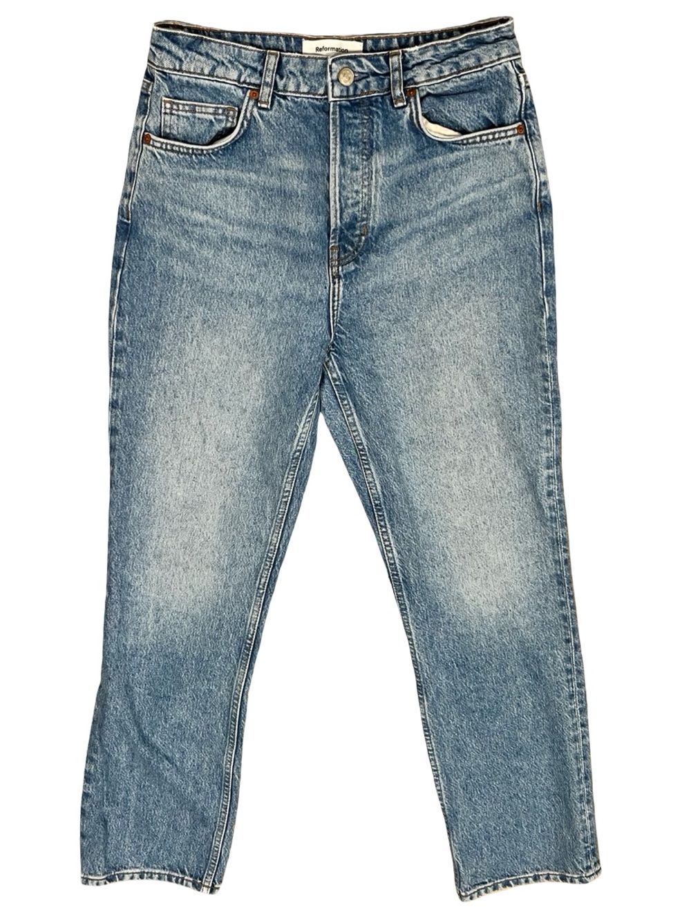 Reformation Cynthia High Rise Straight Jeans Colorado Wash Sustainable Denim - Picture 8 of 14